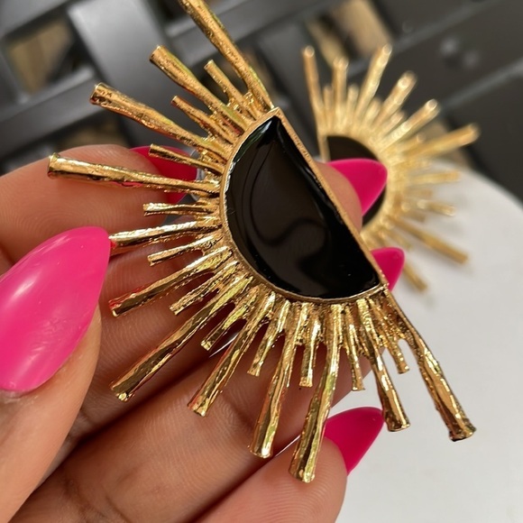 Zara Sun Radiant Gold Statement Stud Earrings - Picture 9 of 16